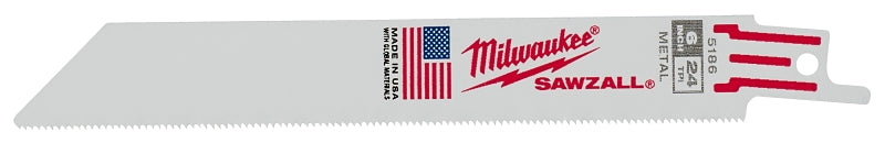 Milwaukee SAWZALL 48-01-2186 Reciprocating Saw Blade, 3/4 in W, 6 in L, 24 TPI, HSS Cutting Edge