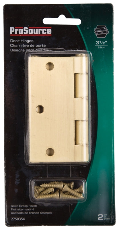 ProSource BH-202SB-PS Square Corner Door Hinge, 3-5/8 in H Door Leaf, 1-1/2 in W Door Leaf, 2.2 mm Thick Door Leaf