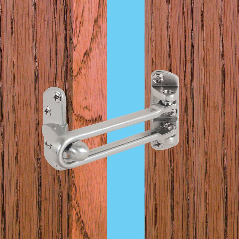 Defender Security U 9901 Door Guard, 3-7/8 in L, 2-1/2 in W, Metal, Chrome