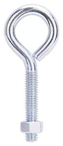 ProSource LR277 Eye Bolt, 7.8 mm Thread, Machine Thread, 1-3/4 in L Thread, 1-1/4 in Dia Eye, 220 lb Working Load, Steel, Pack of 10