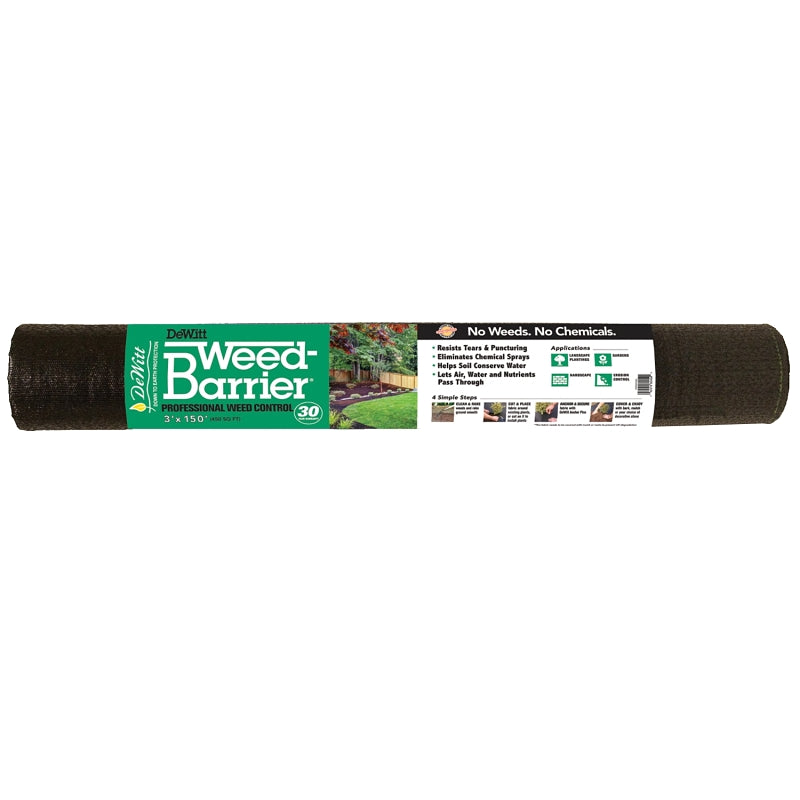 DeWitt DWB303150 Weed Barrier, 150 ft L, 3 ft W, Polypropylene, Black