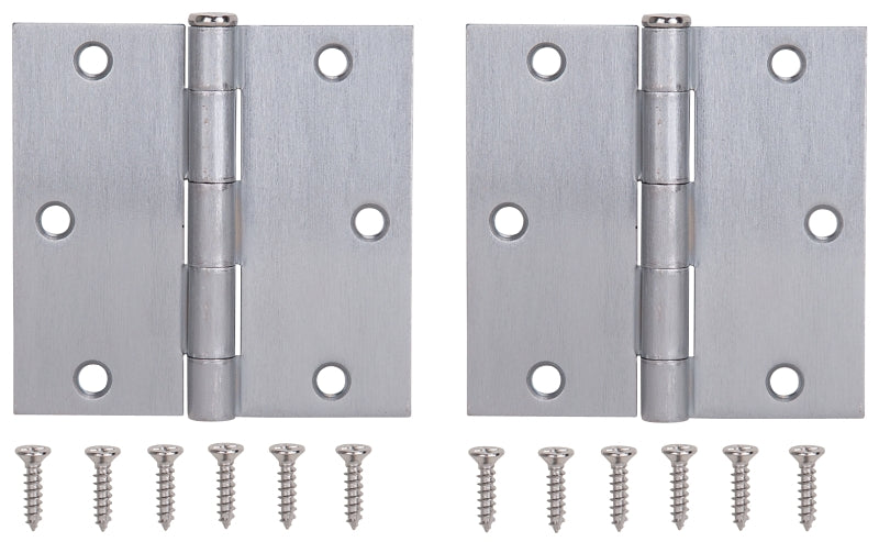 ProSource BH-202SC-PS Square Corner Door Hinge, 3-5/8 in H Door Leaf, 1-1/2 in W Door Leaf, 2.2 mm Thick Door Leaf