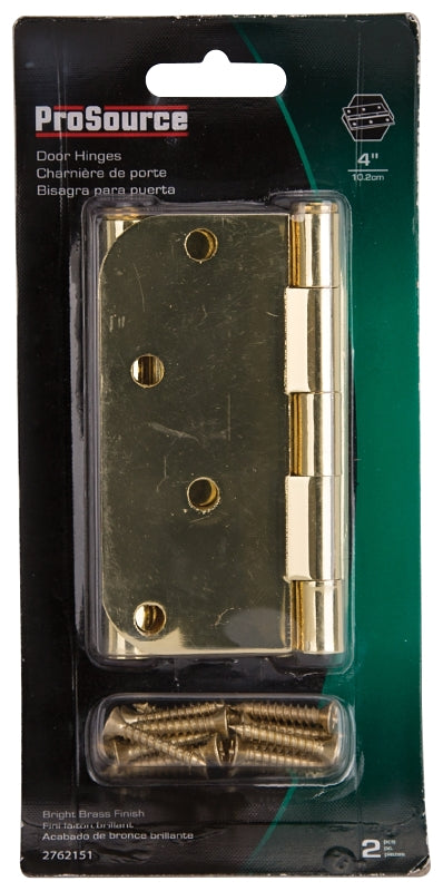 ProSource BH-402PB-PS Door Hinge, 4 in H Door Leaf, 4 in W Door Leaf, 2.2 mm Thick Door Leaf, 4 x 4 in, Steel, Loose Pin