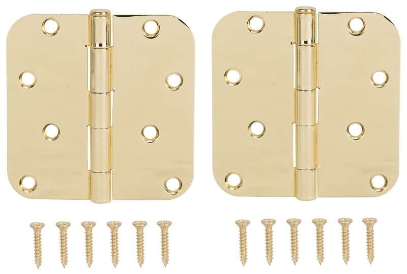 ProSource BH-402PB-PS Door Hinge, 4 in H Door Leaf, 4 in W Door Leaf, 2.2 mm Thick Door Leaf, 4 x 4 in, Steel, Loose Pin