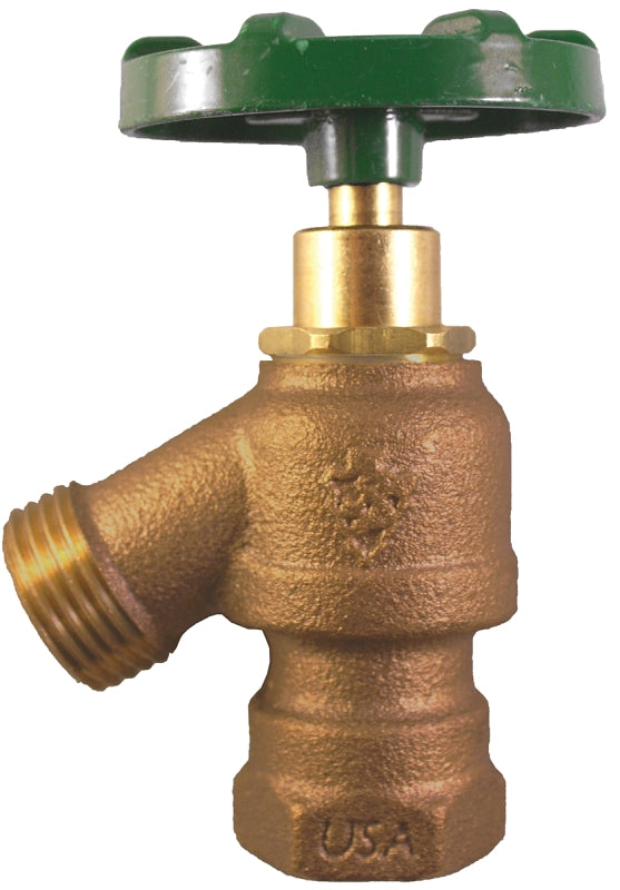 Arrowhead Brass 925LF Garden Valve, 1/2 x 3/4 in, FIP x Hose, 2, 2-Port/Way, 125 psi Pressure, 8 to 9 gpm, Brass Body