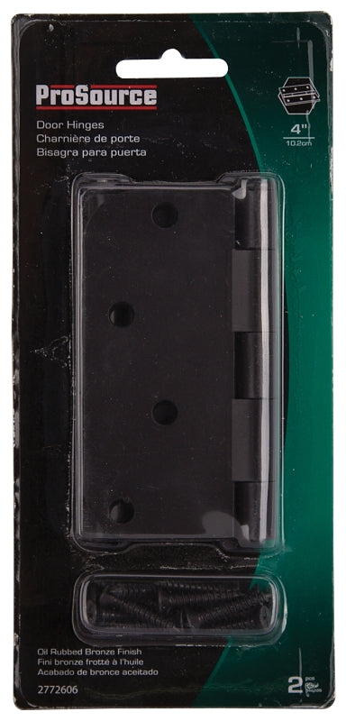 ProSource BH-402ORB-PS Door Hinge, 4 in H Door Leaf, 4 in W Door Leaf, 2.2 mm Thick Door Leaf, 4 x 4 in, Steel