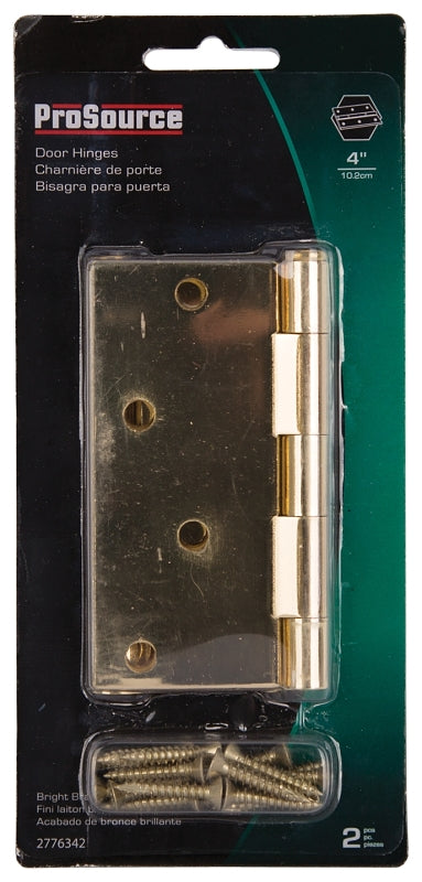 ProSource BH-502PB-PS Square Corner Door Hinge, 4 in H Door Leaf, 1-3/4 in W Door Leaf, 2.2 mm Thick Door Leaf, 4 x 4 in