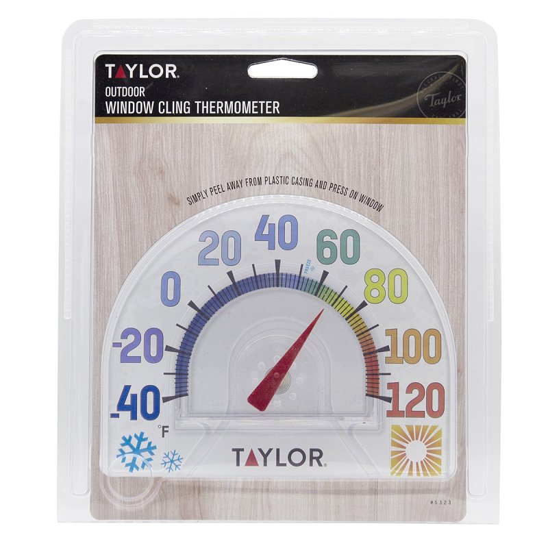 Taylor 5323 Window Cling Thermometer, 7 in Display,-40 to 120 deg F