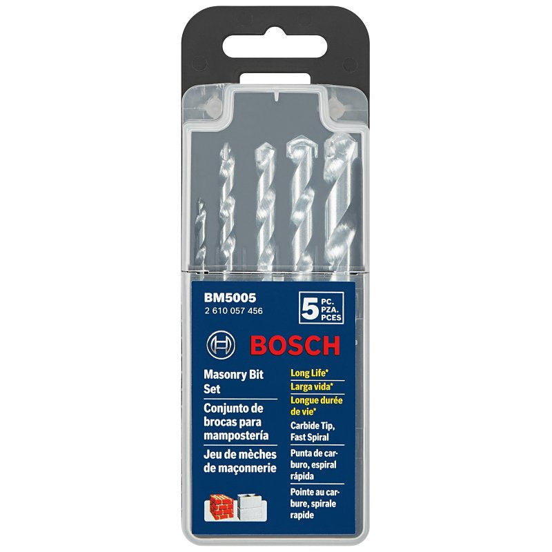 Bosch BM5005 Rotary Drill Bit Set, Masonry, 5-Piece, Carbide