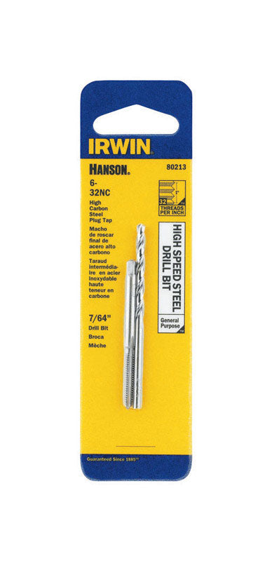 Irwin Hanson High Carbon Steel HCS Tap and HSS Drill Bit Set 6 - 32 2 pc, Pack of 3