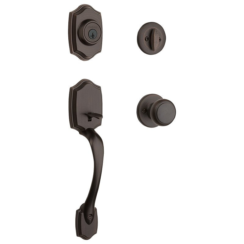 Kwikset Belleview Series 687BWXCV 11P SMT RBP Handleset with Cove Knob, Transitional Lock, Wave Handle, Venetian Bronze