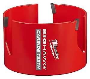 Milwaukee Big Hawg 49-56-9255 Hole Saw, 4-1/4 in Dia, 2.34 in D Cutting, 5/8-18 Arbor, 3 TPI, Carbide Cutting Edge