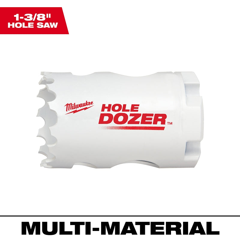Milwaukee 49-56-9615 Hole Saw, 1-3/8 in Dia, 1-5/8 in D Cutting, 1/2-20 Arbor, 4, 5 TPI, Bi-Metal Cutting Edge