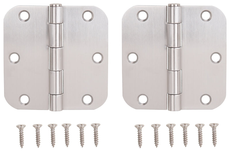 ProSource 20338SS-35RC-DB-P Door Hinge, 3-1/2 in H Door Leaf, 3-1/2 in W Door Leaf, 2.2 mm Thick Door Leaf, Brushed