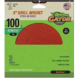 Gator 3011 Sanding Disc, 6 in Dia, 100 Grit, Medium, Aluminum Oxide Abrasive, Paper Backing, 3/PK