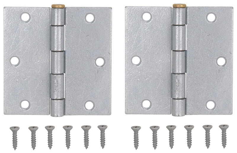 ProSource 20338MGS-PS Square Corner Door Hinge, 3-5/8 in H Door Leaf, 1-1/2 in W Door Leaf, 2.2 mm Thick Door Leaf