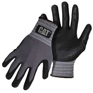 Cat CAT017419X Gloves, XL, Knit Wrist Cuff, Nitrile Coating, Nylon, Gray