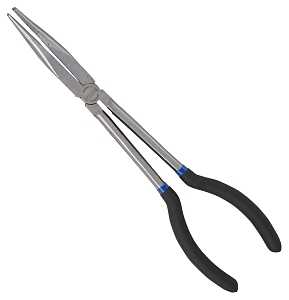 Vulcan JL-PR51100-15 Bent Nose Pliers, 11 in OAL, 7.5 cm Jaw Opening, Black Handle, Non-Slip Grip Handle, 3/4 in W Jaw