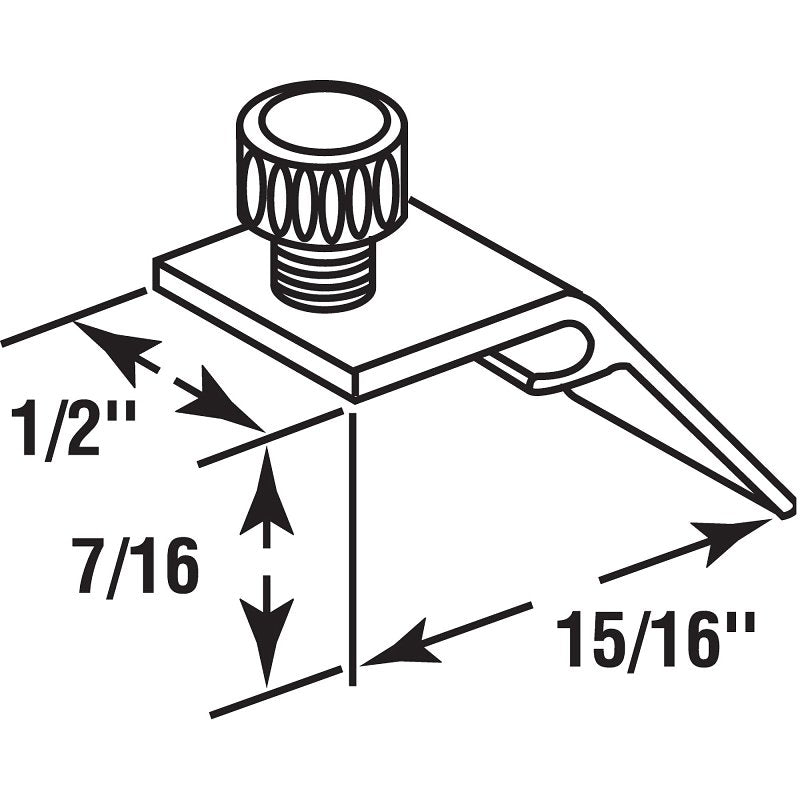 Make-2-Fit PL 7949 Storm Door Panel Clip, 1 in L x 1/2 in W x 7/16 in D Dimensions, Aluminum, Mill