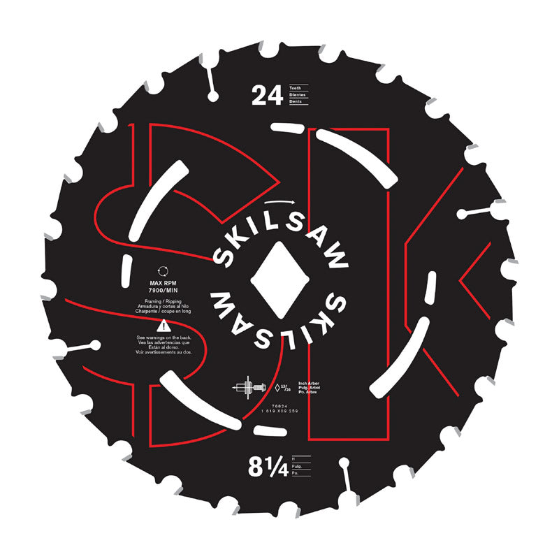 SKIL 8-1/4 in. D X 13/16 in. Carbide Tipped Steel Circular Saw Blade 24 teeth 1 pc