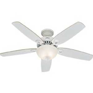 Hunter 53089 Ceiling Fan, 5110 cfm Air, 5-Blade, Beech/White Blade, 52 in Sweep, 3-Speed, With Lights: Yes