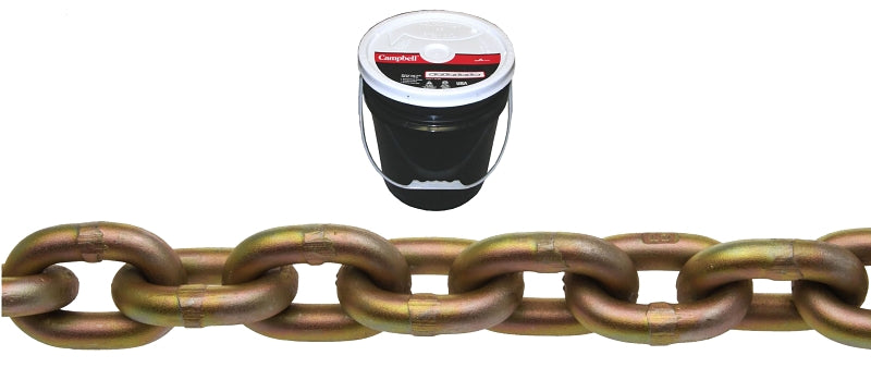 Baron TP70516P Transport Chain, 5/16 in, 92 ft L, 4700 lb Working Load, 70 Grade, Steel, Yellow Zinc