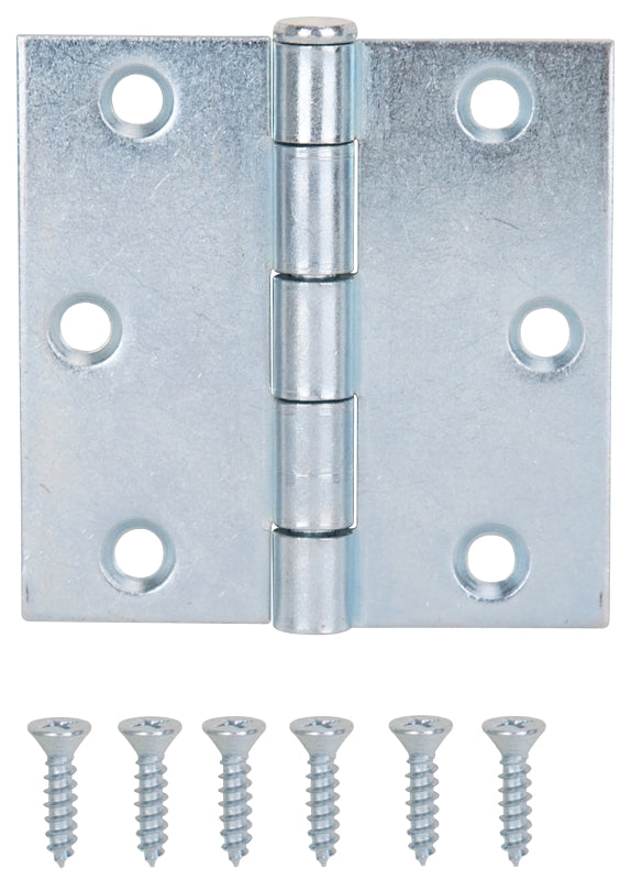 ProSource LR-040-PS Utility Hinge, Steel, Zinc, Removable Pin, 180 deg Range of Motion, Full Mortise Mounting, 50 lb
