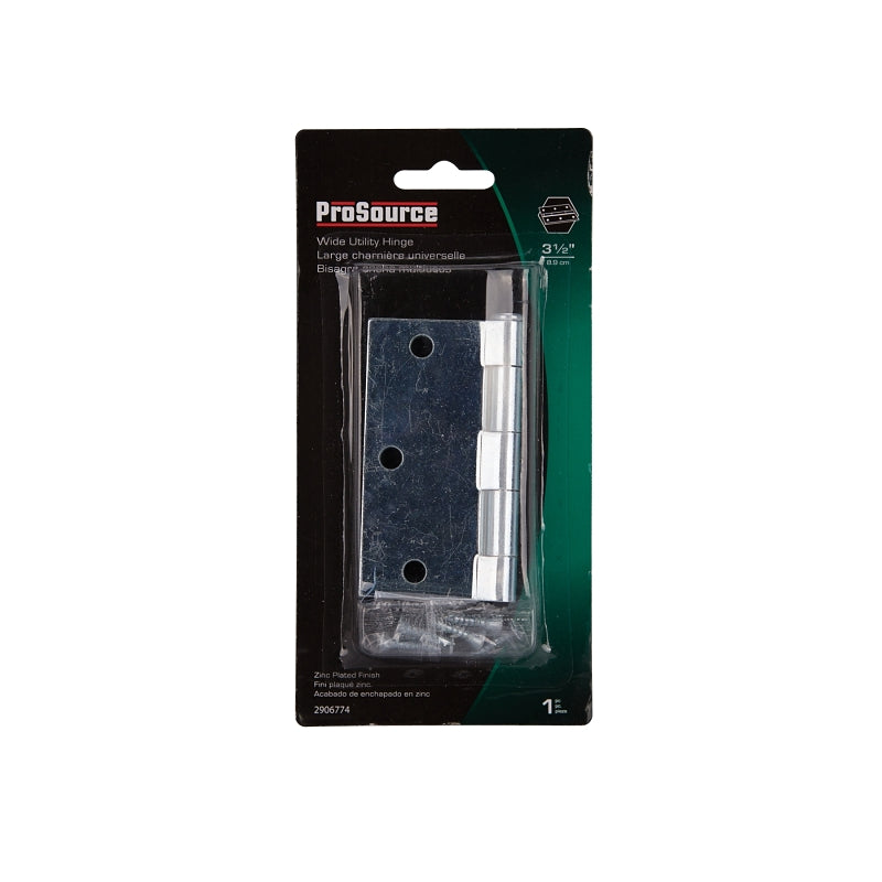 ProSource LR-041-PS Utility Hinge, Steel, Zinc, Removable Pin, 180 deg Range of Motion, Full Mortise Mounting, 70 lb