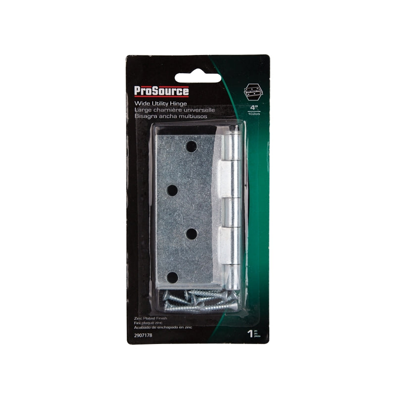 ProSource LR-042-PS Utility Hinge, Steel, Zinc, Removable Pin, 180 deg Range of Motion, Full Mortise Mounting