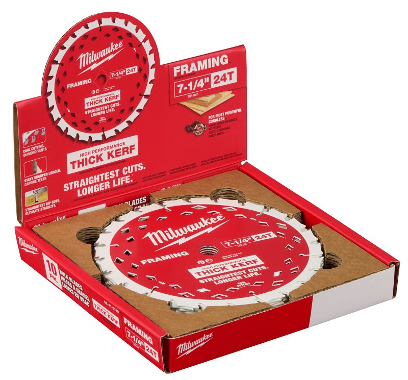 Milwaukee 48-41-0740 Circular Saw Blade, 7-1/4 in Dia, 5/8 in Arbor, 24-Teeth, Carbide Cutting Edge