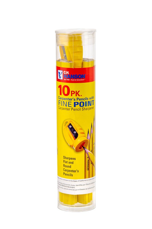 CH Hanson 10214 Carpenter Pencil, Yellow, 8.63 in L, Pack of 9