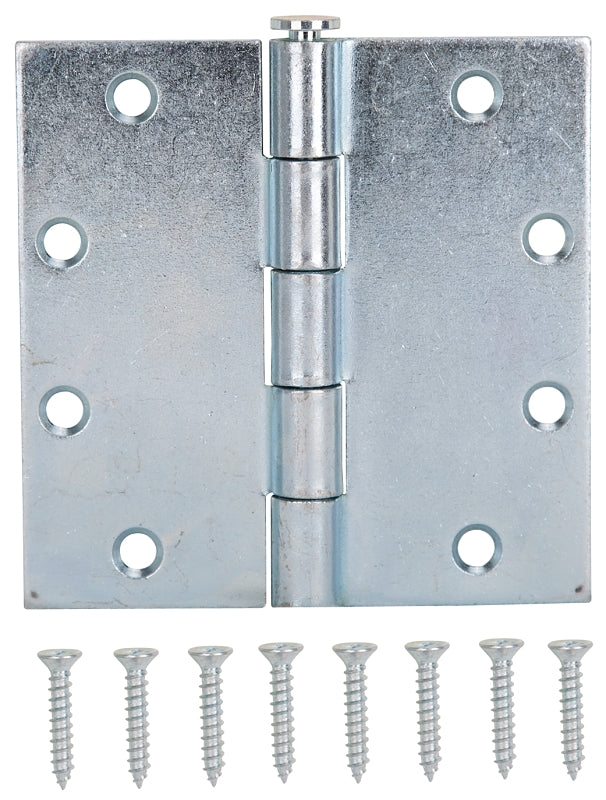 ProSource LR-065-PS Utility Hinge, Steel, Zinc, Removable Pin, 180 deg Range of Motion, Full Mortise Mounting, 110 lb