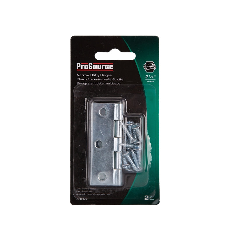 ProSource LR-055-PS Utility Hinge, Steel, Zinc, Removable Pin, 180 deg Range of Motion, Full Mortise Mounting, 20 lb