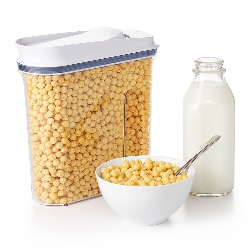 Oxo 11114000 Cereal Dispenser, 3.4 qt Capacity, Plastic/Silicone, Clear, 10.2 in L, 4.3 in W, 10-1/2 in H