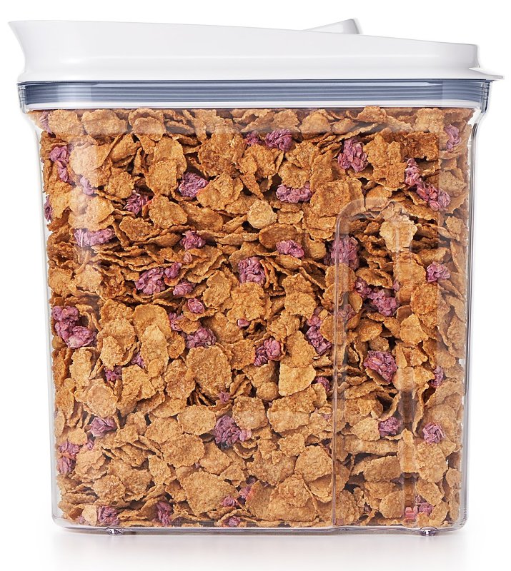 Oxo 11114000 Cereal Dispenser, 3.4 qt Capacity, Plastic/Silicone, Clear, 10.2 in L, 4.3 in W, 10-1/2 in H