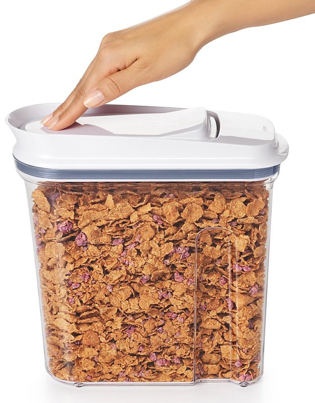 Oxo 11114000 Cereal Dispenser, 3.4 qt Capacity, Plastic/Silicone, Clear, 10.2 in L, 4.3 in W, 10-1/2 in H
