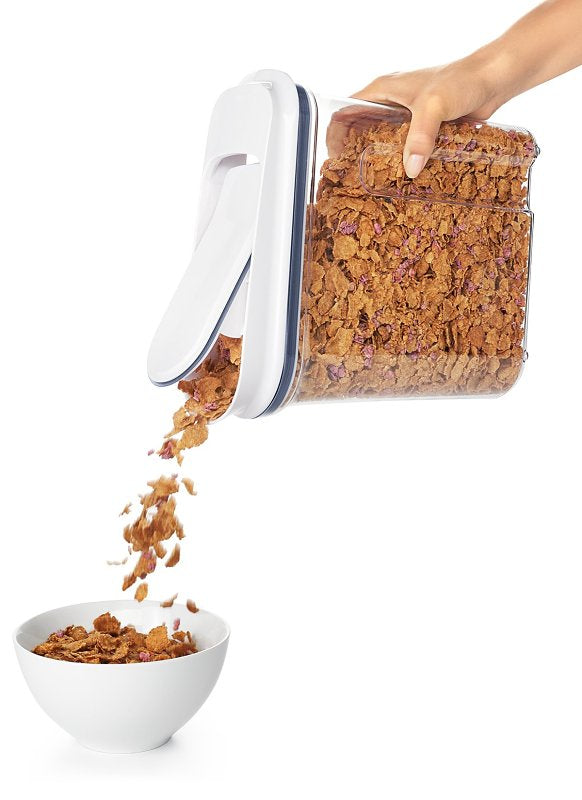 Oxo 11114000 Cereal Dispenser, 3.4 qt Capacity, Plastic/Silicone, Clear, 10.2 in L, 4.3 in W, 10-1/2 in H