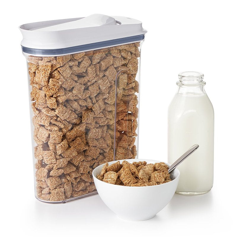 Oxo 11114100 Cereal Dispenser, 4.5 qt Capacity, Plastic/Silicone, Clear, 10.2 in L, 4 in W, 12-1/2 in H