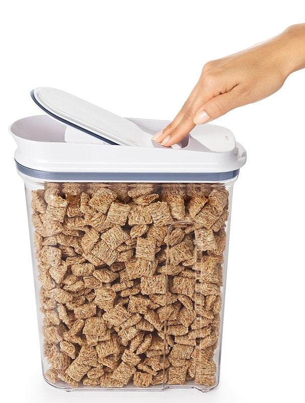 Oxo 11114100 Cereal Dispenser, 4.5 qt Capacity, Plastic/Silicone, Clear, 10.2 in L, 4 in W, 12-1/2 in H