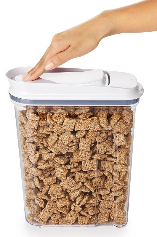 Oxo 11114100 Cereal Dispenser, 4.5 qt Capacity, Plastic/Silicone, Clear, 10.2 in L, 4 in W, 12-1/2 in H