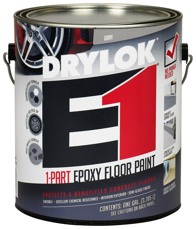 Drylok 23713 Epoxy Floor Paint, Semi-Gloss, Gray, 1 gal, Pack of 2