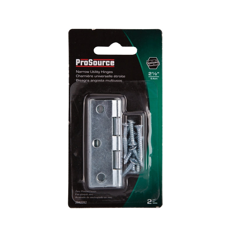 ProSource LR-050-PS Cabinet Hinge of 2-1/2 in L x 1-3/4 in W, Steel, Zinc, Fixed Pin,180 deg Range of Motion, Full Mortise Mounting, 20 (Pair) lb