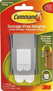 Command 17048 Universal Picture Hanger, 8 lb, Metal, Sticky Nail