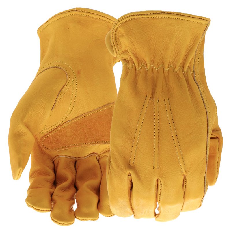 Boss B81001-L Work Gloves, Men's, L, Keystone Thumb, Slip-On Cuff, Cowhide Leather, Natural