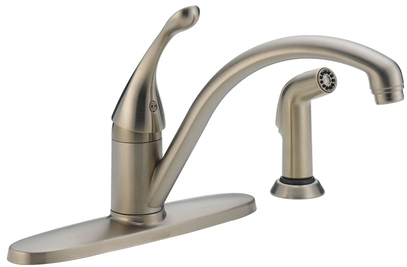 Delta COLLINS Series 440-SS-DST Kitchen Faucet with Side Sprayer, 1.8 gpm, 1-Faucet Handle, 4-Faucet Hole, Brass, Yes