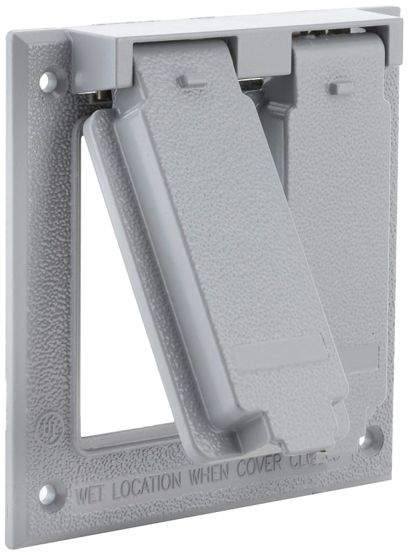 Bell Outdoor 5145-0 Cover, 4-1/2 in L, 4-9/16 in W, 2-Gang, Aluminum, Gray, Powder-Coated