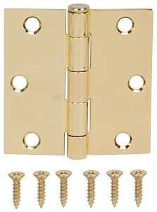 ProSource LR-705-PS Square Corner Door Hinge, Steel, Polished Brass, Loose Pin, 180 deg Range of Motion