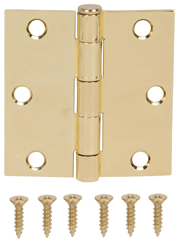 ProSource LR-705-PS Square Corner Door Hinge, Steel, Polished Brass, Loose Pin, 180 deg Range of Motion