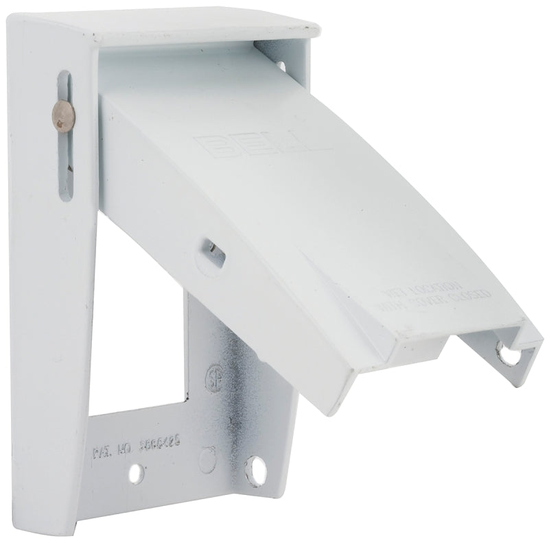 Bell Outdoor RAYNTITE Series 5028-6 Cover, 4-1/2 in L, 2-3/4 in W, 1-Gang, Aluminum, White, Powder-Coated
