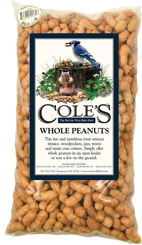 Cole's WP2.5 Whole Peanuts Wild Bird Food, Straight, Seed, 2.5 lb Bag